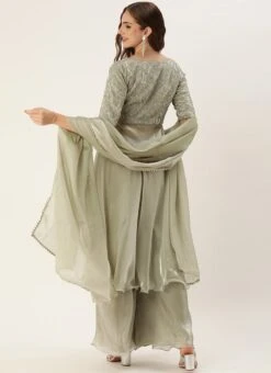 Top From Grey Embroidered Jimmy Choo Palazzo Suit After Six Wear -Deals Chic Lehenga Store Grey Embroidered Organza Palazzo Suit SLBS02306382 b 1