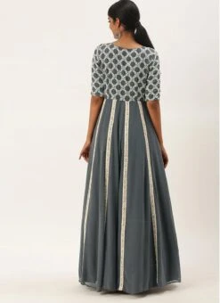 Grey Georgette Embroidered Kali Style Gown Festive Wear -Deals Chic Lehenga Store Grey Georgette Embroidered Kali Style Gown IWBS02104148 b