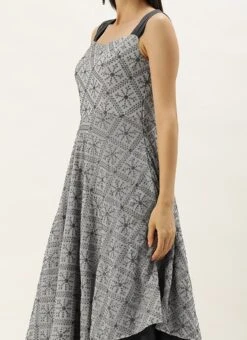 Grey Georgette Embroidered Strap Gown Festive Wear