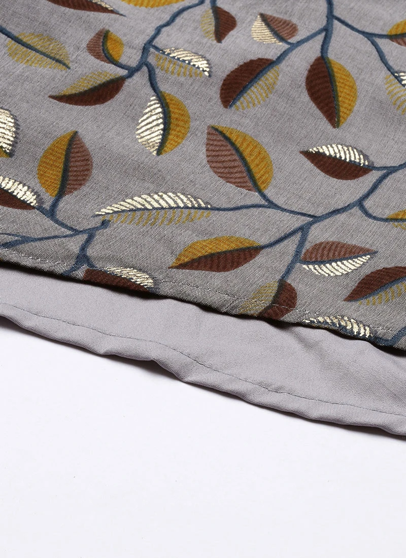 Grey Modal Silk Printed A Line Dress After Six Wear 8 Grey Modal Silk Printed A Line Dress After Six Wear - Image 8