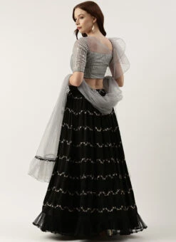 Grey N Black Embroidered Chinon Lehenga Set Festive Wear -Deals Chic Lehenga Store Grey N Black Embroidered Chinon Lehenga Set GHBS02212603 b