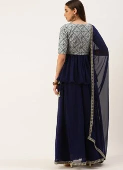 Grey N Blue Long Choli Lehenga Set Festive Wear -Deals Chic Lehenga Store Grey N Blue Long Choli Lehenga Set GHBS02205857 b