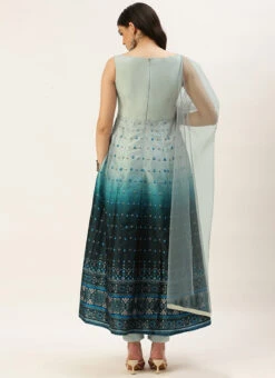 Grey N Blue Taffeta Printed Anarkali Suit Festive Wear -Deals Chic Lehenga Store Grey N Blue Taffeta Printed Anarkali Suit SLBS02208499 b