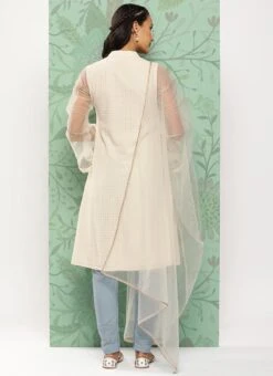 Dupatta From Grey N White Sequin Embroidered Straight Pant Suit After Six Wear -Deals Chic Lehenga Store Grey N White Sequin Embroidered Straight Pant Suit SLBS02302146 b 2