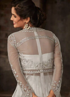 Grey Net Anarkali Abya Style Suit Wedding Wear 7 Grey Net Anarkali Abya Style Suit Wedding Wear -Deals Chic Lehenga Store Grey Net Anarkali Abya Style Suit SLSCCZ33002 b