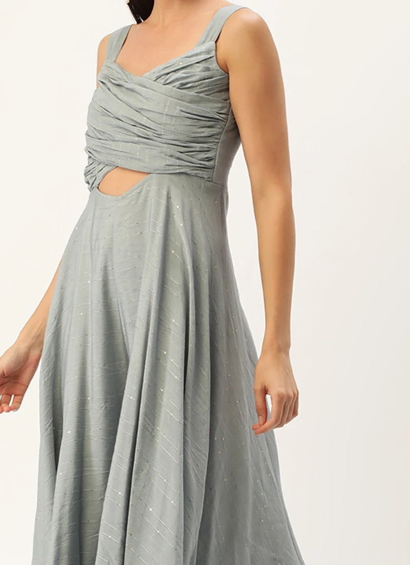 Grey Nylon Sequins Embroidered Jumpsuit After Six Wear Festive Wear 1 Grey Nylon Sequins Embroidered Jumpsuit After Six Wear Festive Wear