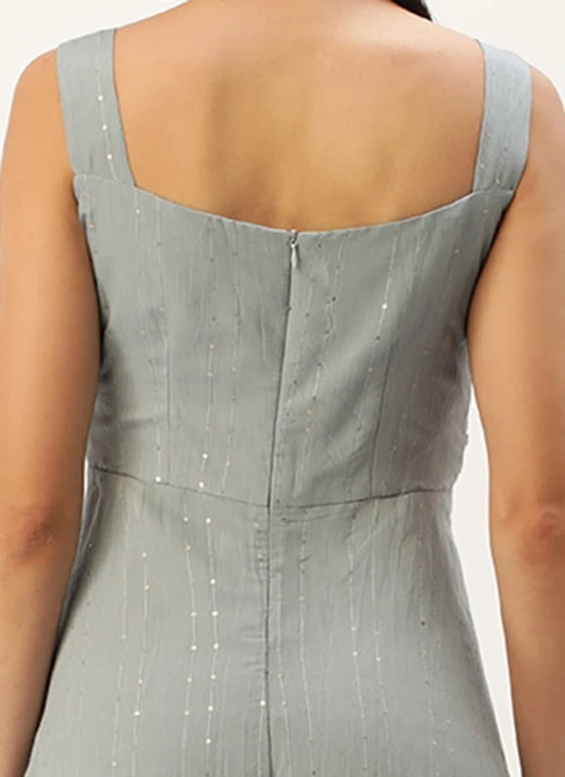 Grey Nylon Sequins Embroidered Jumpsuit After Six Wear Festive Wear 6 Grey Nylon Sequins Embroidered Jumpsuit After Six Wear Festive Wear - Image 6