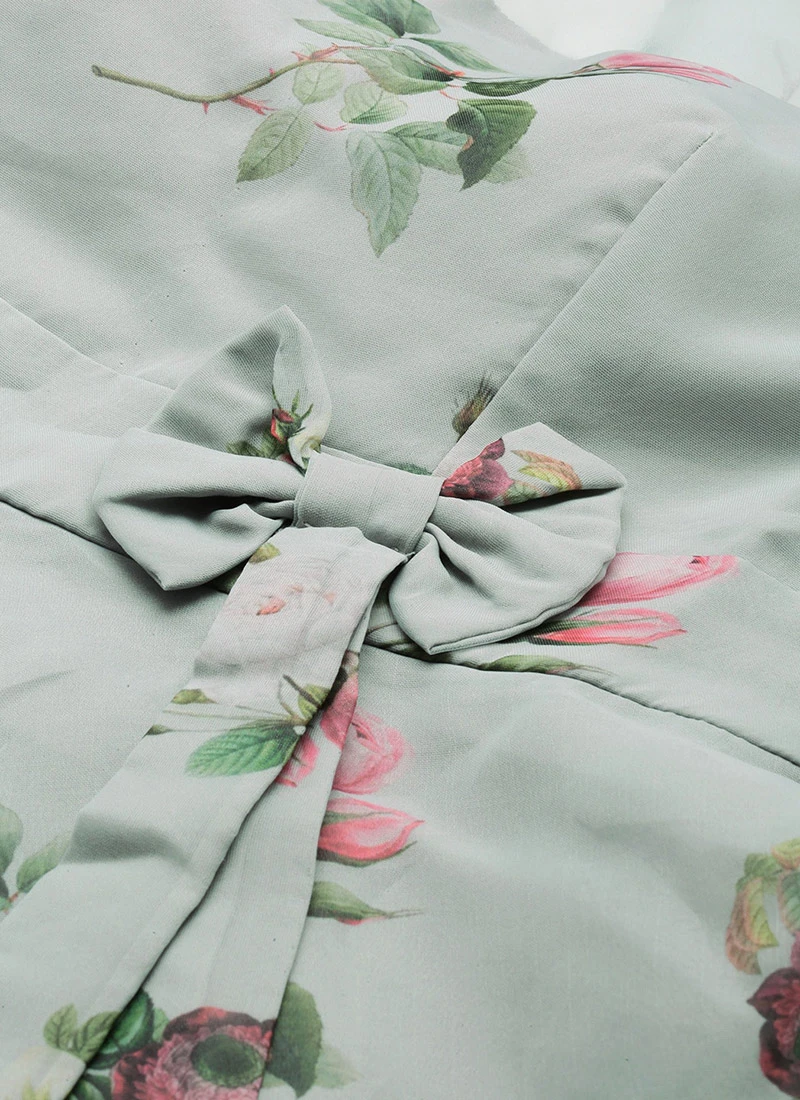 Grey Organza Digital Printed Dress Party Wear 6 Grey Organza Digital Printed Dress Party Wear - Image 6