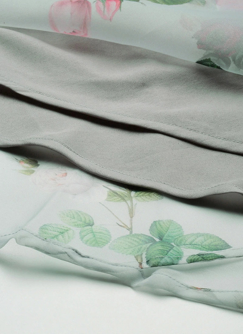 Grey Organza Digital Printed Dress Party Wear 8 Grey Organza Digital Printed Dress Party Wear - Image 8