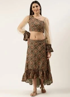 Skirt From Grey Printed Art Silk Sets And Suits After Six Wear -Deals Chic Lehenga Store Grey Printed Art Silk Sets And Suits IWBS02209642 u