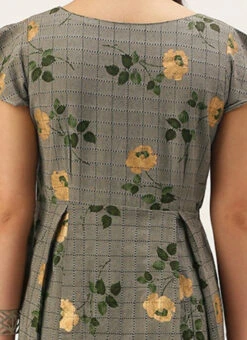 Grey Printed Rayon Calf Length Dress Work Wear 13 Grey Printed Rayon Calf Length Dress Work Wear -Deals Chic Lehenga Store Grey Printed Rayon Calf Length Dress DRBS02106443 rrc2