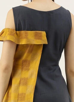 Grey Rayon N Mustard Printed Boat Neck Dress Party Wear -Deals Chic Lehenga Store Grey Rayon N Mustard Printed Boat Neck Dress DRBS02105392 rrc2