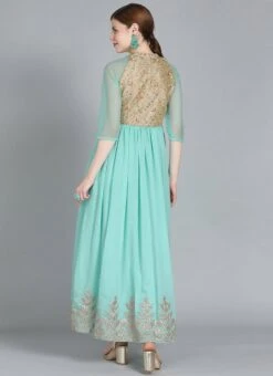 Halter Neck Style Embroidered Gown Party Wear 10 Halter Neck Style Embroidered Gown Party Wear -Deals Chic Lehenga Store Halter Neck Style Embroidered Gown IWBS01909761 b