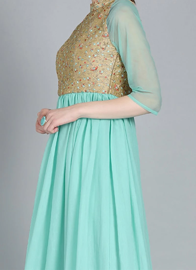 Halter Neck Style Embroidered Gown Party Wear 1 Halter Neck Style Embroidered Gown Party Wear