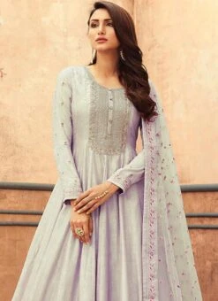 Lavender Dola Silk Embroidered N Stones Anarkali Suit Party Wear -Deals Chic Lehenga Store Lavender Dola Silk Embroidered N Stones Anarkali Suit SLSLI130314064 b