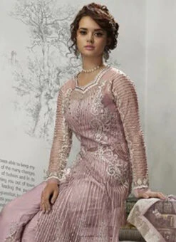 Lavender Net Anarkali Suit Wedding Wear -Deals Chic Lehenga Store Lavender Net Anarkali Suit SLSCCZ23004 b