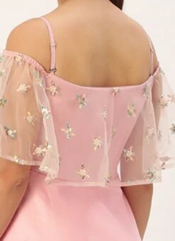 White Embroidered Net N Pink Satin Dress Party Wear -Deals Chic Lehenga Store Light Beige Embroidered Net N Pink Satin Dress DRBS02302457 rrc2 1