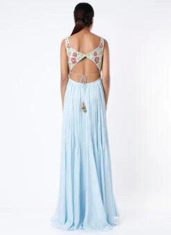 Light Blue Georgette Embroidered Anarkali Suit Wedding Wear -Deals Chic Lehenga Store Light Blue Georgette Embroidered Anarkali Suit SLDVC155 b