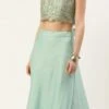 Skirt From Light Blue Net Embroidered N Green Satin Skirt Set After Six Wear