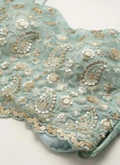 Skirt From Light Blue Net Embroidered N Green Satin Skirt Set After Six Wear -Deals Chic Lehenga Store Light Blue Net Embroidered N Green Satin Skirt Set IWBS02211107 rrc1