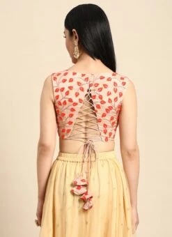Light Peach Embroidered Chiffon Blouse Festive Wear -Deals Chic Lehenga Store Light Peach Embroidered Chiffon Blouse BLBS02301948 b