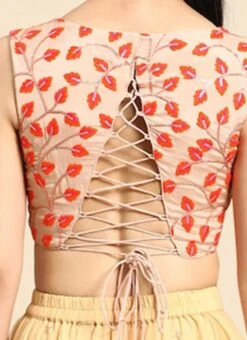 Light Peach Embroidered Chiffon Blouse Festive Wear -Deals Chic Lehenga Store Light Peach Embroidered Chiffon Blouse BLBS02301948 rrc2