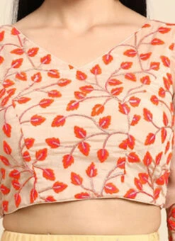 Light Peach Embroidered Chiffon Blouse Party Wear -Deals Chic Lehenga Store Light Peach Embroidered Chiffon Blouse BLBS02301968 rrc4