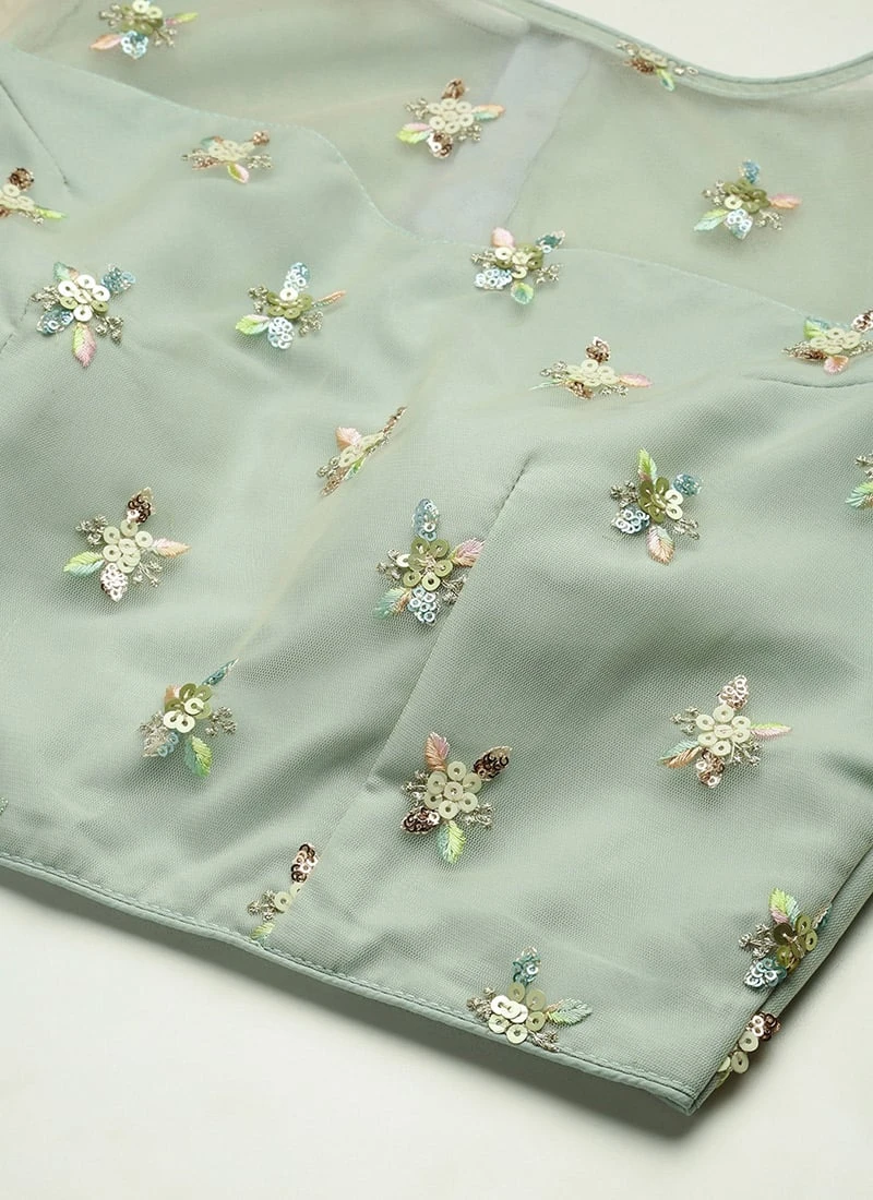 Skirt From Light Peach N Green Embroidered Crop Top N Skirt After Six Wear 5 Skirt From Light Peach N Green Embroidered Crop Top N Skirt After Six Wear - Image 5