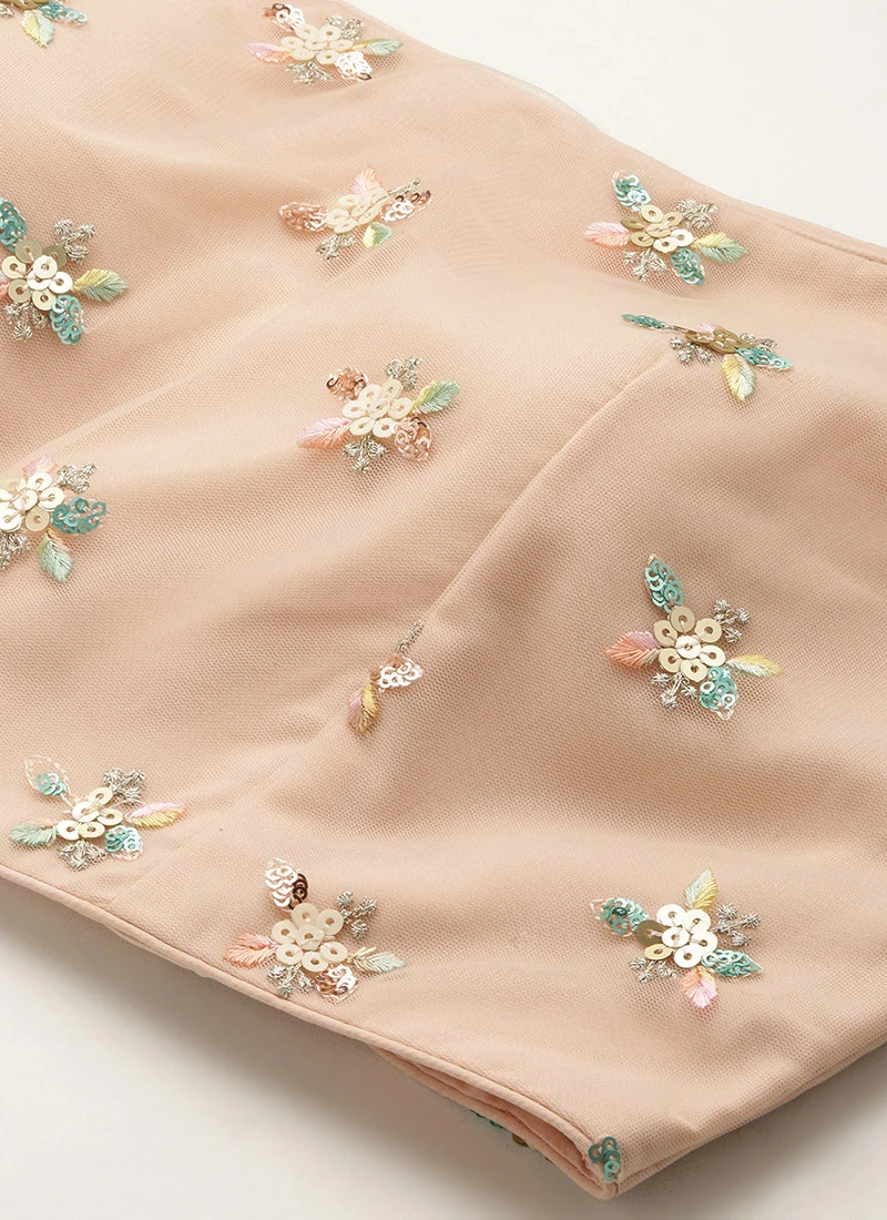 Dupatta From Light Peach Net Sequins Embroidered Lehenga After Six Wear 5 Dupatta From Light Peach Net Sequins Embroidered Lehenga After Six Wear - Image 5