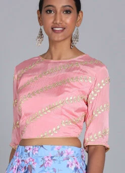 Light Pink Embroidered Chiffon Blouse Festive Wear -Deals Chic Lehenga Store Light Pink Embroidered Chiffon Blouse BLBS02209585 rrc1