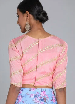 Light Pink Embroidered Chiffon Blouse Festive Wear -Deals Chic Lehenga Store Light Pink Embroidered Chiffon Blouse BLBS02209585 rrc3