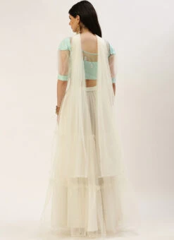 Dupatta From Light Sea Green Embroidered N White Net Lehenga After Six Wear -Deals Chic Lehenga Store Light Sea Green Embroidered N White Net Lehenga GHBS02211187 b