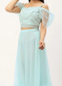 Dupatta From Light Sea Green Net Embroidered Lehenga After Six Wear