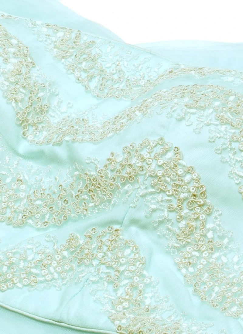 Light Sea Green Net Embroidered Lehenga Festive Wear 5 Light Sea Green Net Embroidered Lehenga Festive Wear - Image 5