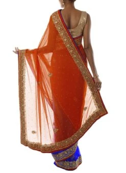 Light Violet N Orange Half N Half Saree Party Wear -Deals Chic Lehenga Store Light Violet N Orange Half N Half Saree SA21I02141 b