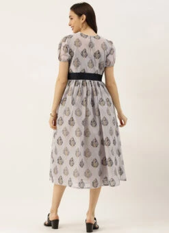 Lilac Hint Chanderi Silk Puff Sleeve Dress Festive Wear -Deals Chic Lehenga Store Lilac Hint Chanderi Silk Puff Sleeve Dress DRBS02012713 b