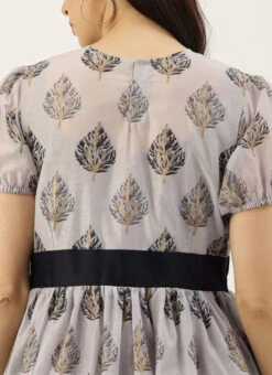 Lilac Hint Chanderi Silk Puff Sleeve Dress Festive Wear -Deals Chic Lehenga Store Lilac Hint Chanderi Silk Puff Sleeve Dress DRBS02012713 rrc2