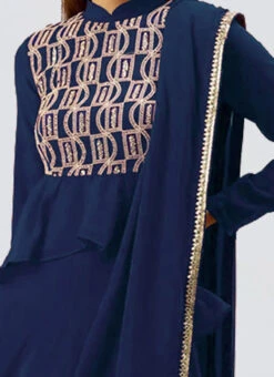 Long Choli Full Sleeve Dark Blue Georgette Lehenga Festive Wear -Deals Chic Lehenga Store Long Choli Full Sleeve Dark Blue Georgette Lehenga GHBS02203580 rrc2