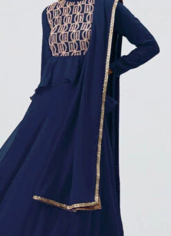 Long Choli Full Sleeve Dark Blue Georgette Lehenga Festive Wear -Deals Chic Lehenga Store Long Choli Full Sleeve Dark Blue Georgette Lehenga GHBS02203580 rrc3