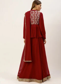 Long Choli Full Sleeve Maroon Embroidered Lehenga Festive Wear 11 Long Choli Full Sleeve Maroon Embroidered Lehenga Festive Wear -Deals Chic Lehenga Store Long Choli Full Sleeve Maroon Embroidered Lehenga GHBS02102954 b