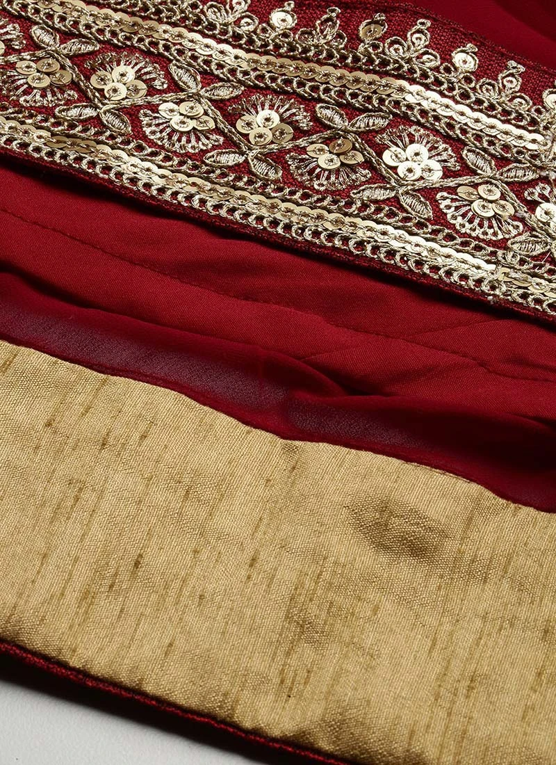 Long Choli Full Sleeve Maroon Embroidered Lehenga Festive Wear 8 Long Choli Full Sleeve Maroon Embroidered Lehenga Festive Wear - Image 8