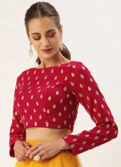 Magenta Embroidered Georgette Blouse Festive Wear -Deals Chic Lehenga Store Magenta Embroidered Georgette Blouse BLBS02305250 u