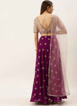 Magenta Georgette Embroidered Lehenga Set Wedding Wear -Deals Chic Lehenga Store Magenta Georgette Embroidered Lehenga Set GHBS02210958 b
