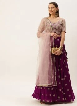 Magenta Georgette Embroidered Lehenga Set Wedding Wear -Deals Chic Lehenga Store Magenta Georgette Embroidered Lehenga Set GHBS02210958 u