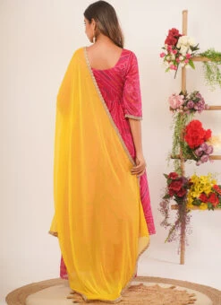 Magenta Silk Bandhini Anarkali Suit Festive Wear -Deals Chic Lehenga Store Magenta Silk Bandhini Anarkali Suit SLSJR50022 b