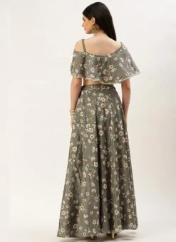 Skirt From Mahendi Green Digital Printed Co Ords Set After Six Wear -Deals Chic Lehenga Store Mahendi Green Digital Printed Co Ords Set IWBS02211166 b