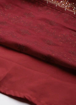 Maroon Art Silk Foil Printed Maxi Dress Festive Wear -Deals Chic Lehenga Store Maroon Art Silk Foil Printed Maxi Dress DRBS02211115 rrc3