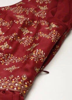 Maroon Art Silk N Geogette Flare Dress Festive Wear -Deals Chic Lehenga Store Maroon Art Silk N Geogette Flare Dress DRBS02301787 rrc3