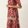 Dupatta From Maroon Art Silk Printed Gharara Set After Six Wear