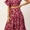 Skirt From Maroon Art Silk Printed Skirt Set After Six Wear